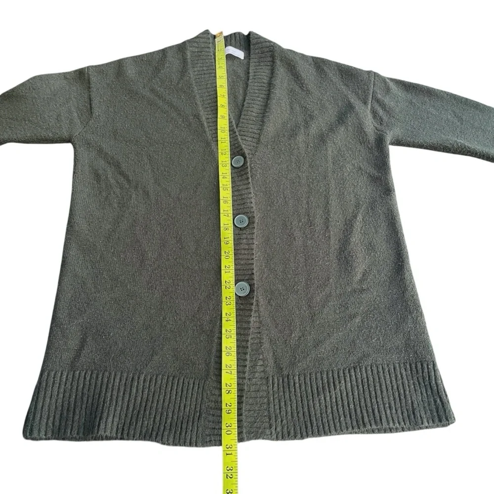 Oak + Fort Forest Green Mid-Length Button Up Cardigan Sweater (S) - Picture 10 of 14
